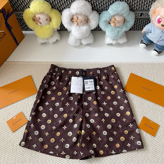 lv louis vuitton daisy monogram silk casual shorts
